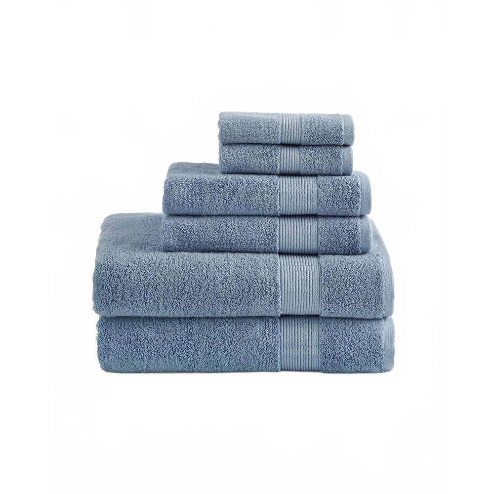 NEW UNDER THE CANOPY classic organic cotton 6-piece bath sheet set in chambray